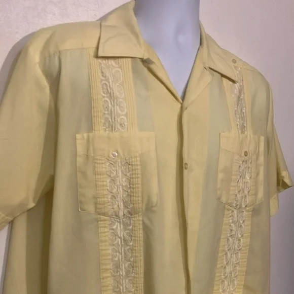 Guayabera by Haband of Paterson yellow mens shirt L - Picture 2 of 10